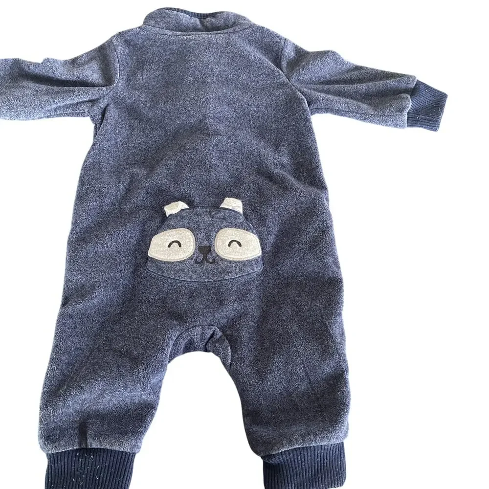 3m Onesie Lot Baby Boys Carter's Cat & Jack Sleeper Blue Grey Preowned Casual